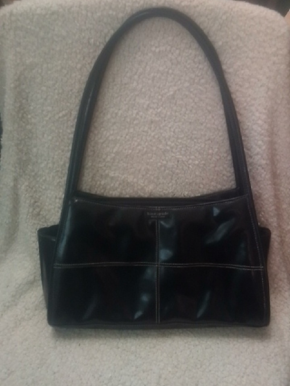 kate spade Black Leather Shoulder Bag with Panel Stitching